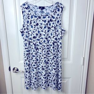 Ronni Nicole XL Blue and White Sleeveless Slip Dress